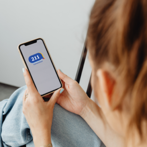woman looking at cellphone